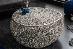 Riess-Ambiente Couchtische & Truhen > Filigraner Couchtisch LEAF 80cm silber Metall handmade Blatt-Design
