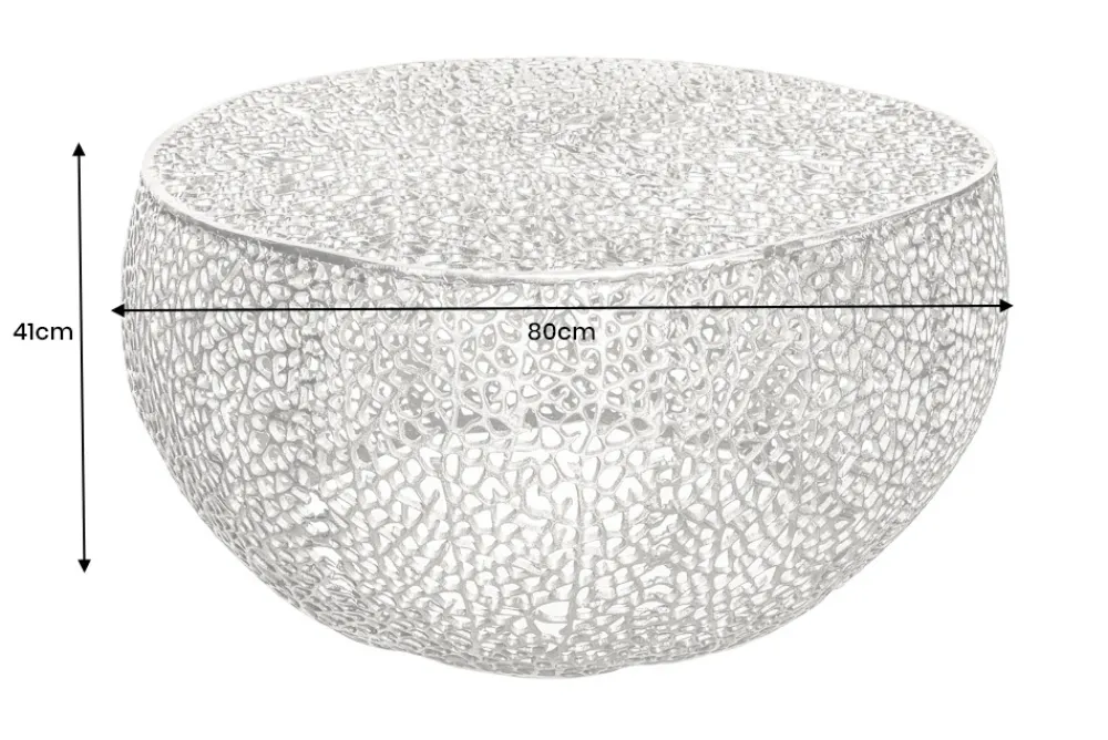 Riess-Ambiente Couchtische & Truhen > Filigraner Couchtisch LEAF 80cm silber Metall handmade Blatt-Design