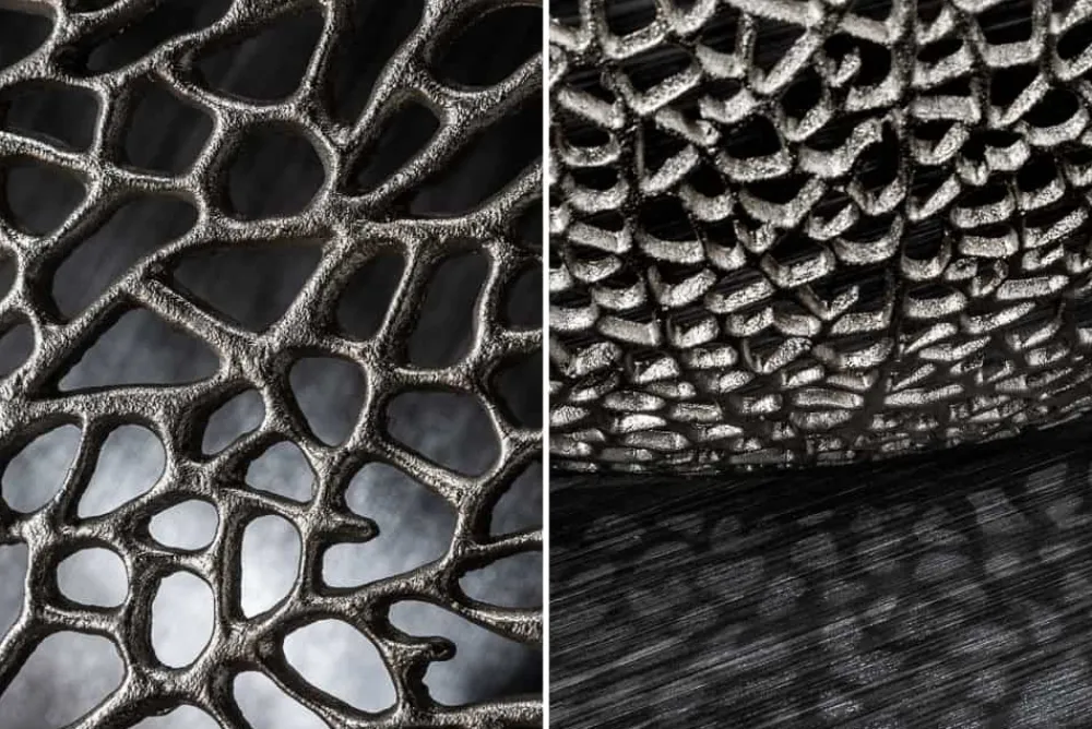 Riess-Ambiente Couchtische & Truhen > Filigraner Design Couchtisch ABSTRACT LEAF 80cm silber Handarbeit