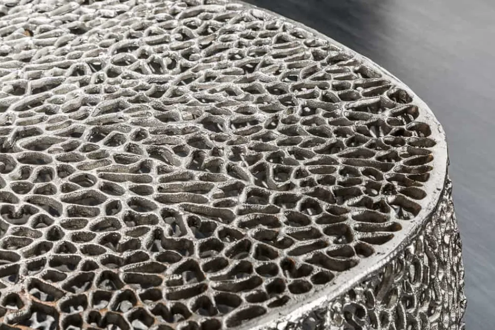 Riess-Ambiente Couchtische & Truhen > Filigraner Design Couchtisch ABSTRACT LEAF 80cm silber Handarbeit
