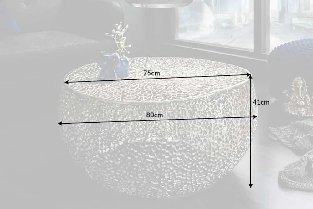 Riess-Ambiente Couchtische & Truhen > Filigraner Design Couchtisch ABSTRACT LEAF 80cm silber Handarbeit