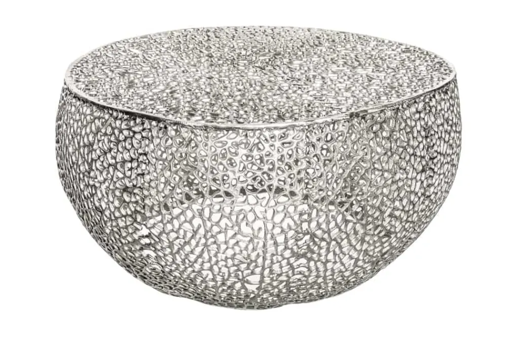 Riess-Ambiente Couchtische & Truhen > Filigraner Design Couchtisch ABSTRACT LEAF 80cm silber Handarbeit