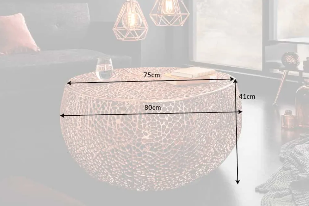 Riess-Ambiente Couchtische & Truhen > Filigraner Design Couchtisch ABSTRACT LEAF 80cm kupfer Handarbeit