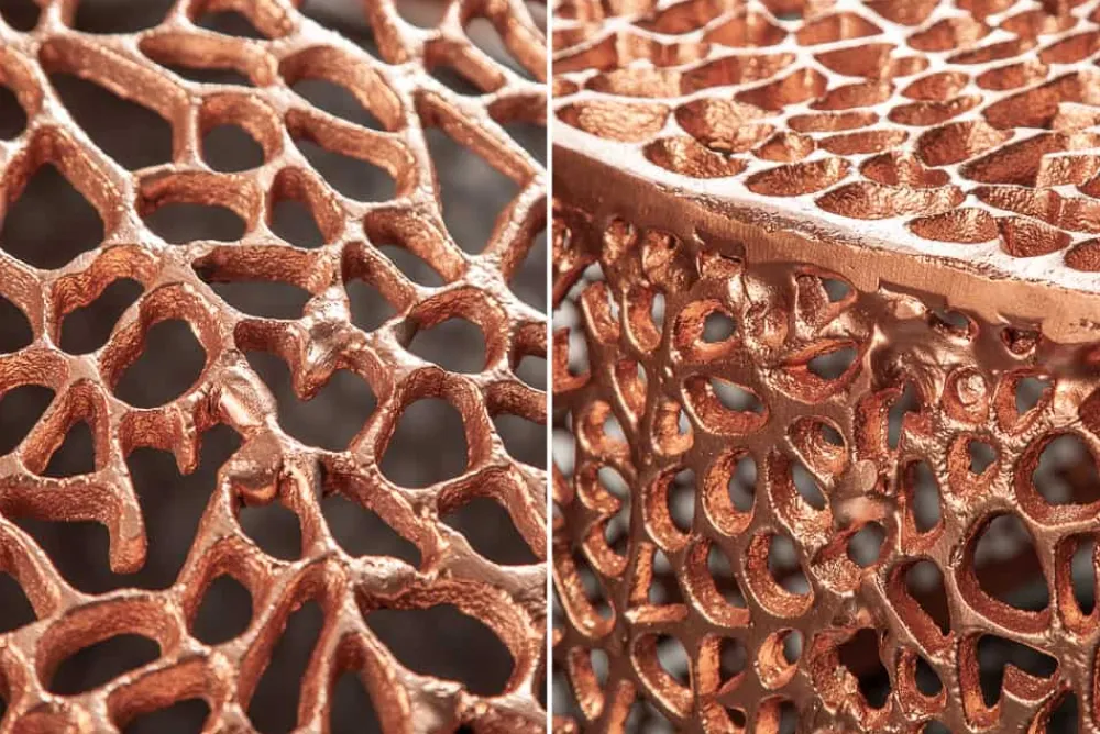 Riess-Ambiente Couchtische & Truhen > Filigraner Design Couchtisch ABSTRACT LEAF 80cm kupfer Handarbeit