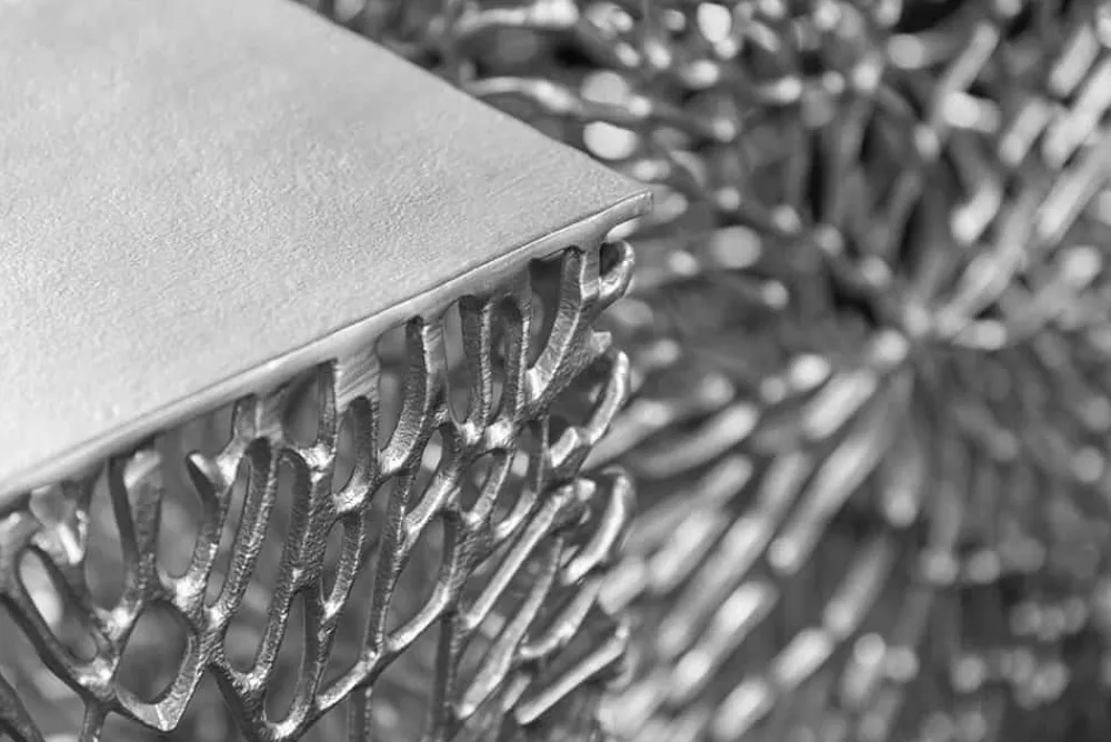 Riess-Ambiente Beistelltische > Filigranes Beistelltisch 2er Set ABSTRACT LEAF 45cm silber Handarbeit