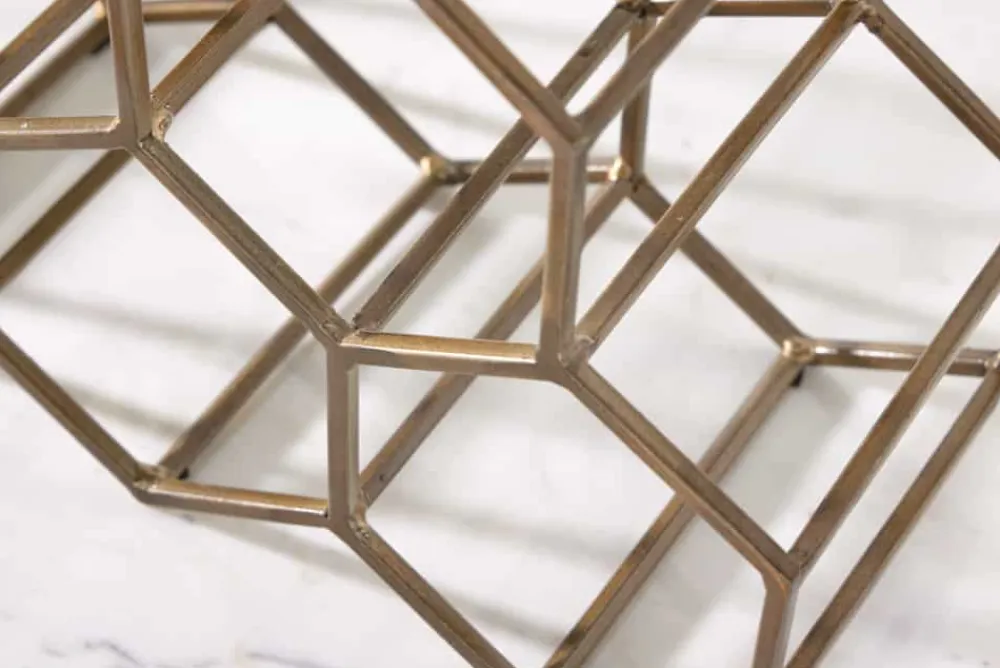 Riess-Ambiente Goldene Möbel|Retro Möbel > Filigranes Design Weinregal HONEYCOMB 35cm gold Metall Handarbeit