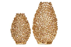 Riess-Ambiente Dekoration|Goldene Möbel > Filigranes Vasen 2er Set ABSTRACT LEAF 40cm gold Handarbeit
