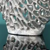 Riess-Ambiente Dekoration|Vasen > Filigranes Vasen 2er Set ABSTRACT LEAF 40cm silber Metall Handarbeit Blumenvase