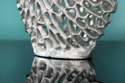 Riess-Ambiente Dekoration|Vasen > Filigranes Vasen 2er Set ABSTRACT LEAF 40cm silber Metall Handarbeit Blumenvase