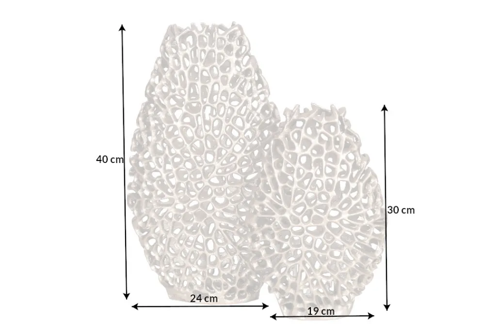 Riess-Ambiente Dekoration|Vasen > Filigranes Vasen 2er Set ABSTRACT LEAF 40cm silber Metall Handarbeit Blumenvase