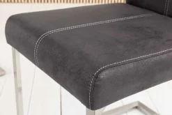 Riess-Ambiente Freischwinger|Industrial Loft > Freischwinger Stuhl SAMSON vintage grau Edelstahlrahmen mit Komfortgriff