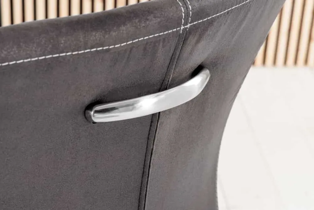 Riess-Ambiente Freischwinger|Industrial Loft > Freischwinger Stuhl SAMSON vintage grau Edelstahlrahmen mit Komfortgriff