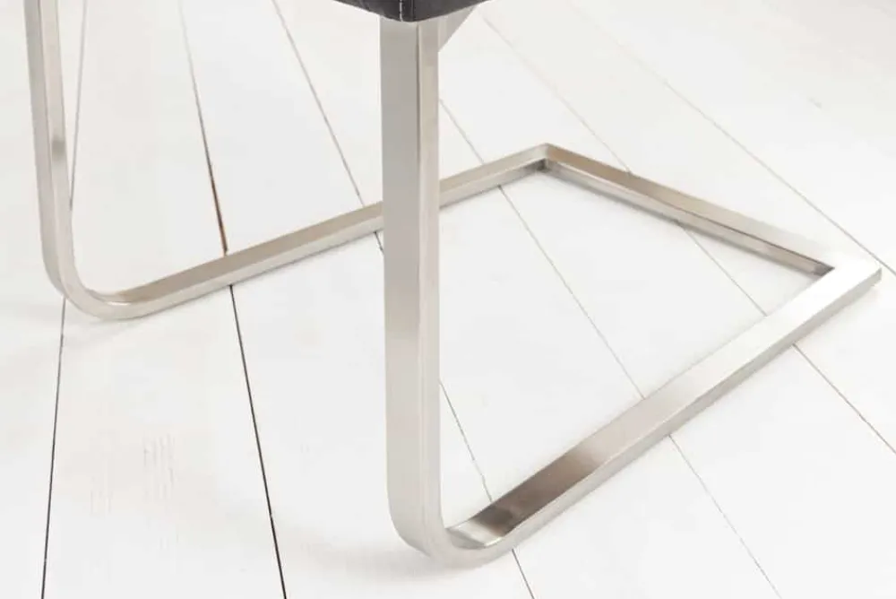 Riess-Ambiente Freischwinger|Industrial Loft > Freischwinger Stuhl SAMSON vintage grau Edelstahlrahmen mit Komfortgriff