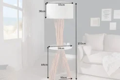 Riess-Ambiente Mehr...|Mehr... > Funktionelle Stehlampe SERVANT 153cm Longan-Massivholz mit Tisch und Leinenschirm