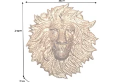 Riess-Ambiente Goldene Möbel|Wanddekoration > Goldene Wanddeko WILDLIFE LION 35cm gold Metall Löwenkopf-Skulptur handmade