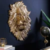 Riess-Ambiente Goldene Möbel|Wanddekoration > Goldene Wanddeko WILDLIFE LION 60cm gold Metall Löwenkopf-Skulptur handmade