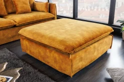 Riess-Ambiente Polsterhocker|Sitzhocker > Großer Hussenhocker HEAVEN 100cm senfgelb Samt Landhausstil Sofahocker waschbarer Bezug