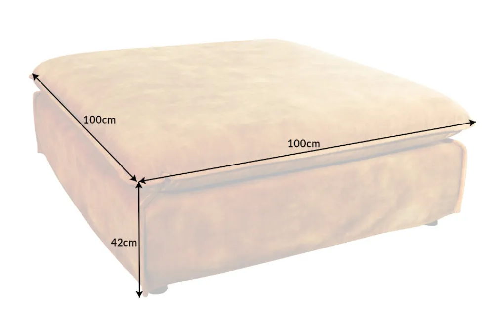 Riess-Ambiente Polsterhocker|Sitzhocker > Großer Hussenhocker HEAVEN 100cm senfgelb Samt Landhausstil Sofahocker waschbarer Bezug