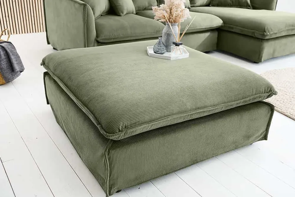 Riess-Ambiente Sitzhocker > Großer Sitzhocker HEAVEN 100cm grün Cord Sofahocker abnehmbarer Bezug