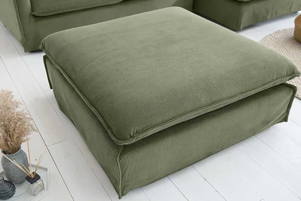Riess-Ambiente Sitzhocker > Großer Sitzhocker HEAVEN 100cm grün Cord Sofahocker abnehmbarer Bezug
