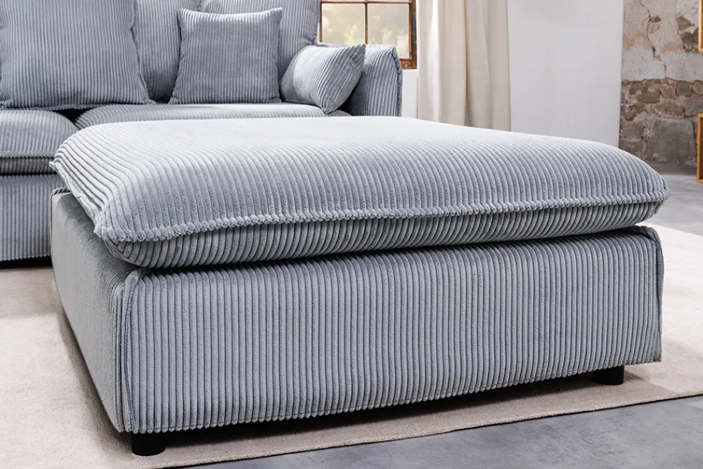 Riess-Ambiente Sitzhocker > Großer Sitzhocker HEAVEN 100cm hellgrau Cord Federkern Sofahocker abnehmbarer Bezug