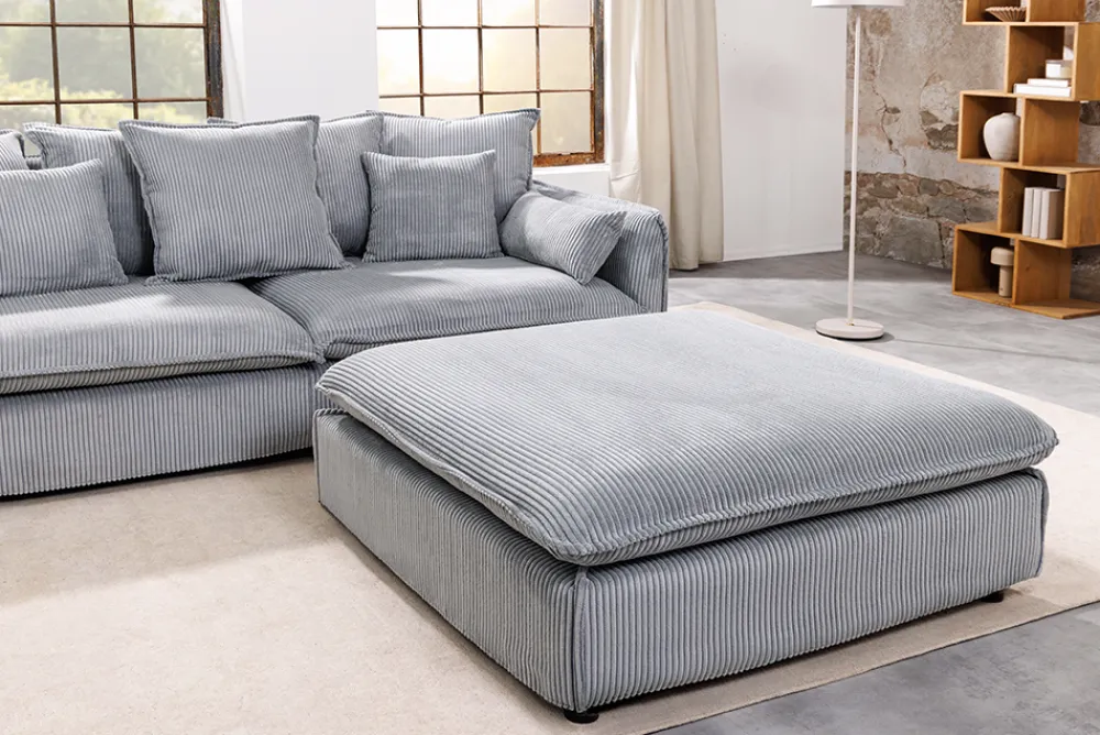 Riess-Ambiente Sitzhocker > Großer Sitzhocker HEAVEN 100cm hellgrau Cord Federkern Sofahocker abnehmbarer Bezug