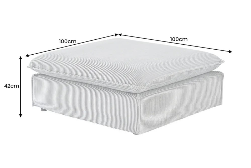 Riess-Ambiente Sitzhocker > Großer Sitzhocker HEAVEN 100cm hellgrau Cord Federkern Sofahocker abnehmbarer Bezug