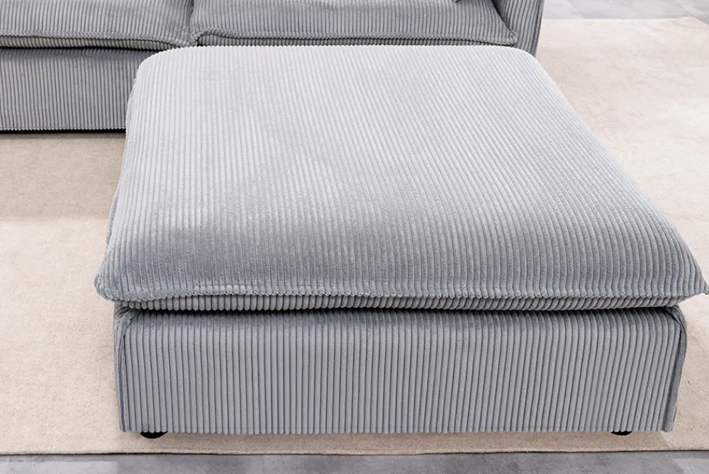 Riess-Ambiente Sitzhocker > Großer Sitzhocker HEAVEN 100cm hellgrau Cord Federkern Sofahocker abnehmbarer Bezug