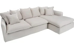 Riess-Ambiente Skandinavisch|Xxl Sofa > Großes Ecksofa HEAVEN 255cm natur beige Leinenstoff Federkern inkl. Kissen