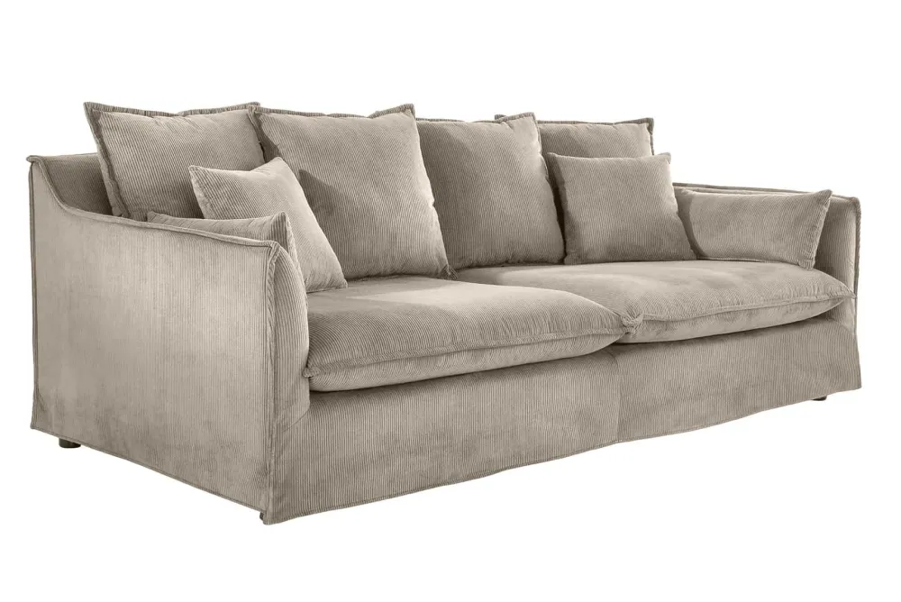 Riess-Ambiente Xxl Sofa|3-Sitzer Sofa > Großes 3-Sitzer Sofa HEAVEN 200cm greige Cord Federkern Hussensofa