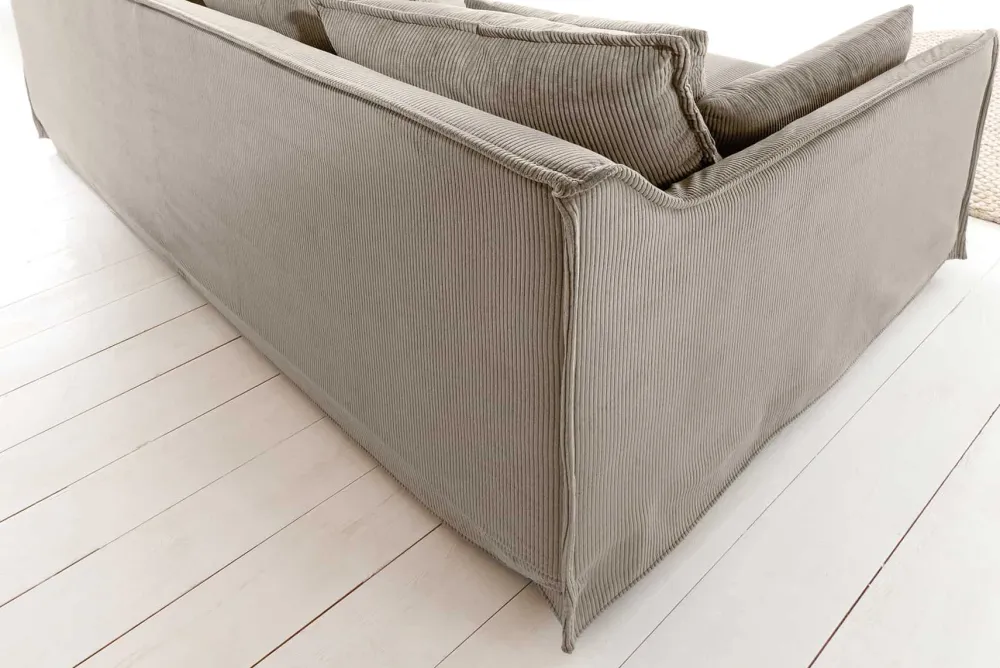 Riess-Ambiente Xxl Sofa|3-Sitzer Sofa > Großes 3-Sitzer Sofa HEAVEN 200cm greige Cord Federkern Hussensofa
