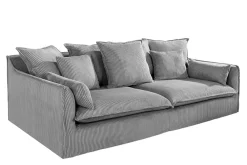 Riess-Ambiente Xxl Sofa|3-Sitzer Sofa > Großes 3-Sitzer Sofa HEAVEN 200cm hellgrau Cord Federkern Hussensofa abnehmbarer Bezug