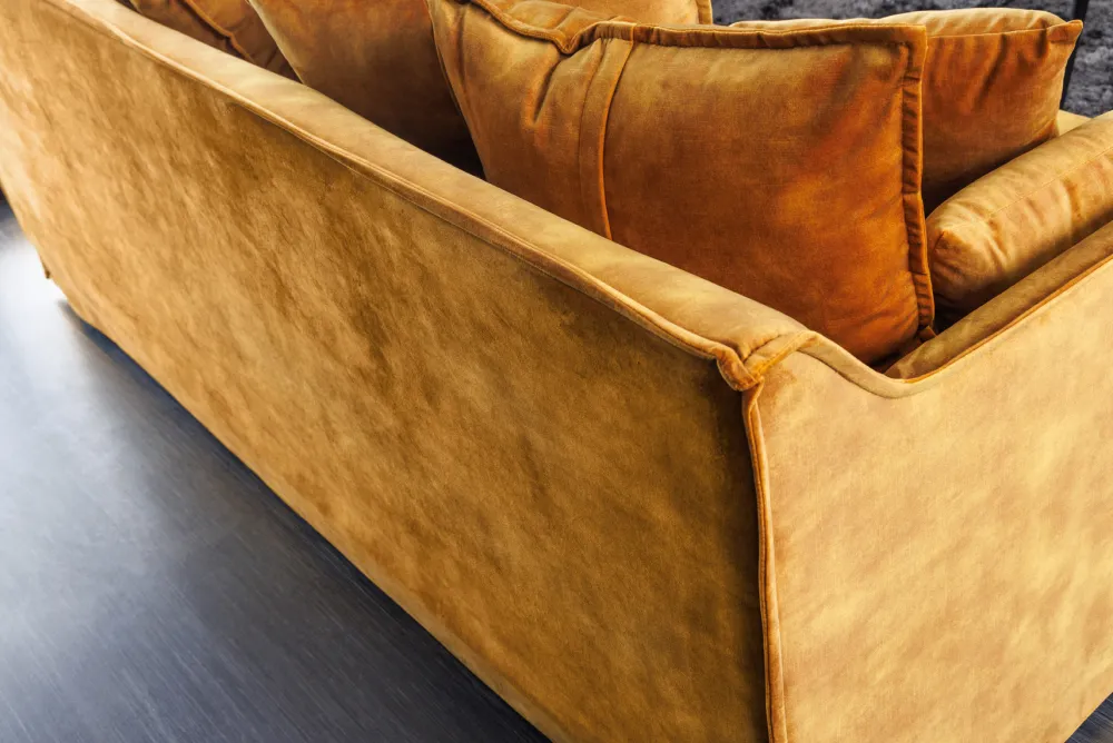 Riess-Ambiente Samt Möbel|Xxl Sofa > Großes 3-Sitzer Sofa HEAVEN 200cm senfgelb Samt Federkern waschbarer Bezug Hussensofa Couch