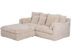 Riess-Ambiente Xxl Sofa|3-Sitzer Sofa > Großes 3-Sitzer Sofa YETI 200cm beige sand langfloriger Plüsch Shaggy-Stoff