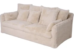 Riess-Ambiente Xxl Sofa|3-Sitzer Sofa > Großes 3-Sitzer Sofa YETI 200cm beige sand langfloriger Plüsch Shaggy-Stoff