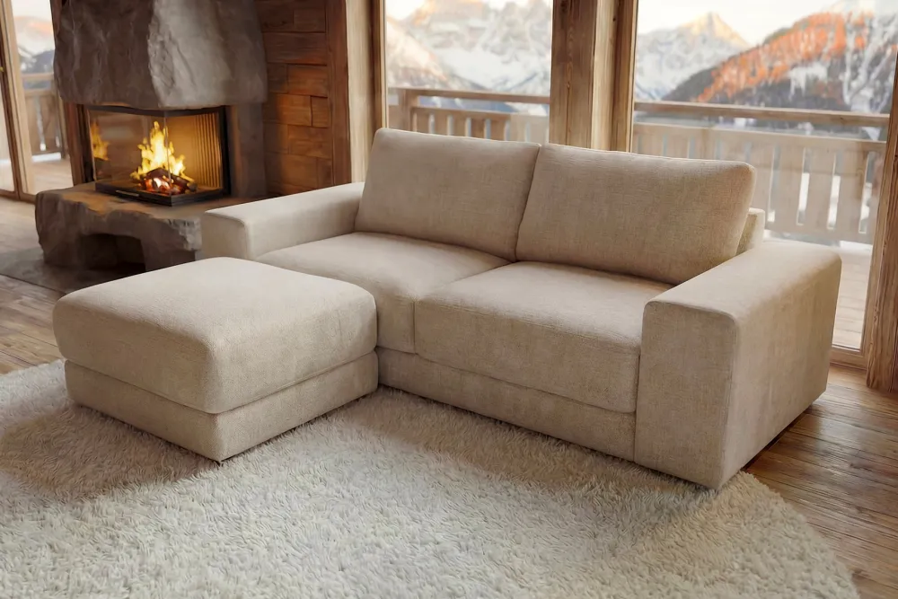 Riess-Ambiente Skandinavisch|3-Sitzer Sofa > Großes Sofa LOFT 210cm champagner beige Chenille 3-Sitzer Couch Taschenfederkern