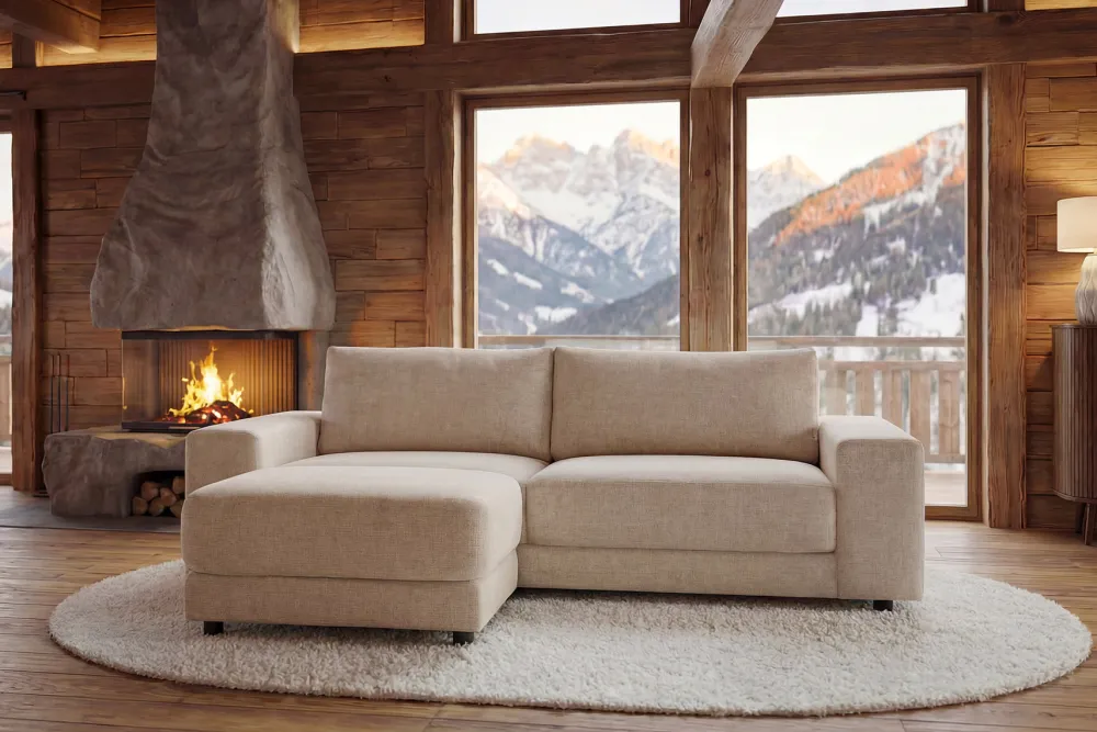 Riess-Ambiente Skandinavisch|3-Sitzer Sofa > Großes Sofa LOFT 210cm champagner beige Chenille 3-Sitzer Couch Taschenfederkern