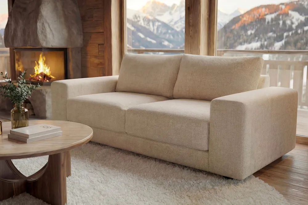 Riess-Ambiente Skandinavisch|3-Sitzer Sofa > Großes Sofa LOFT 210cm champagner beige Chenille 3-Sitzer Couch Taschenfederkern