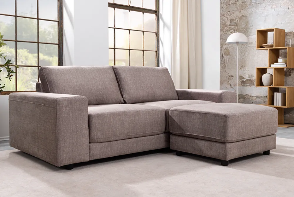 Riess-Ambiente Samt Möbel|3-Sitzer Sofa > Großes Sofa LOFT 210cm taupe Vogue Velours Samt 3-Sitzer Couch Taschenfederkern