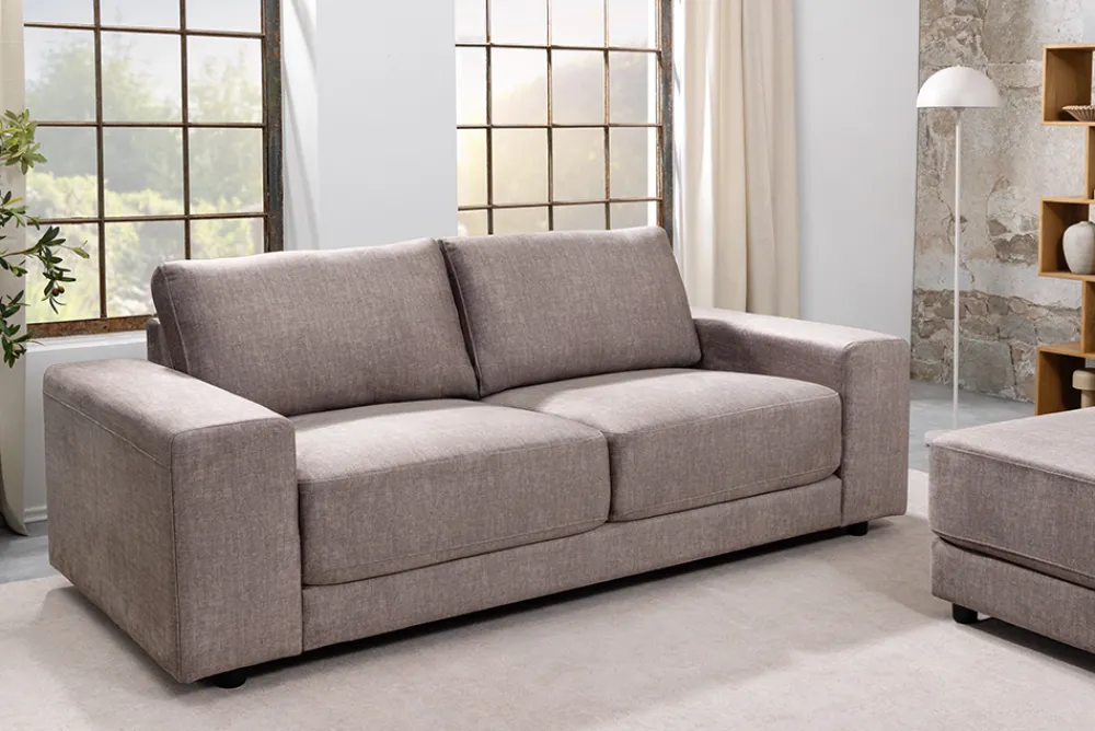 Riess-Ambiente Samt Möbel|3-Sitzer Sofa > Großes Sofa LOFT 210cm taupe Vogue Velours Samt 3-Sitzer Couch Taschenfederkern