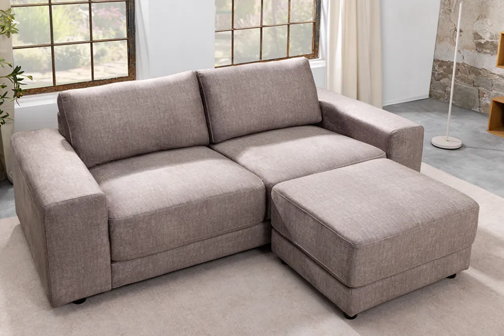 Riess-Ambiente Samt Möbel|3-Sitzer Sofa > Großes Sofa LOFT 210cm taupe Vogue Velours Samt 3-Sitzer Couch Taschenfederkern