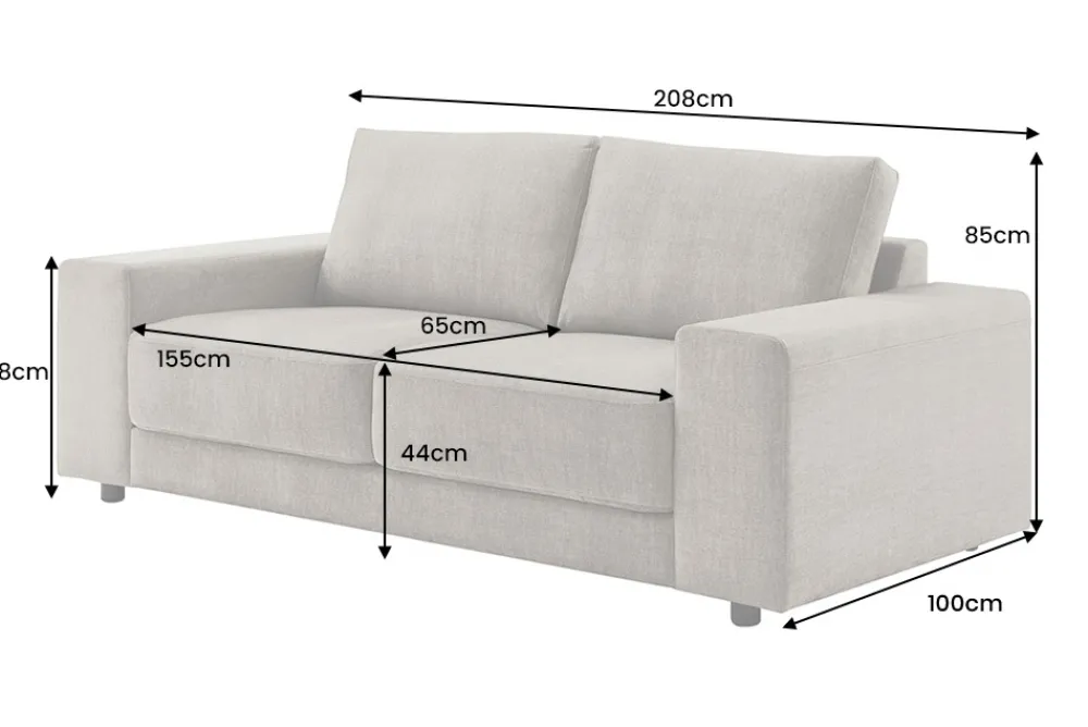 Riess-Ambiente Samt Möbel|3-Sitzer Sofa > Großes Sofa LOFT 210cm taupe Vogue Velours Samt 3-Sitzer Couch Taschenfederkern