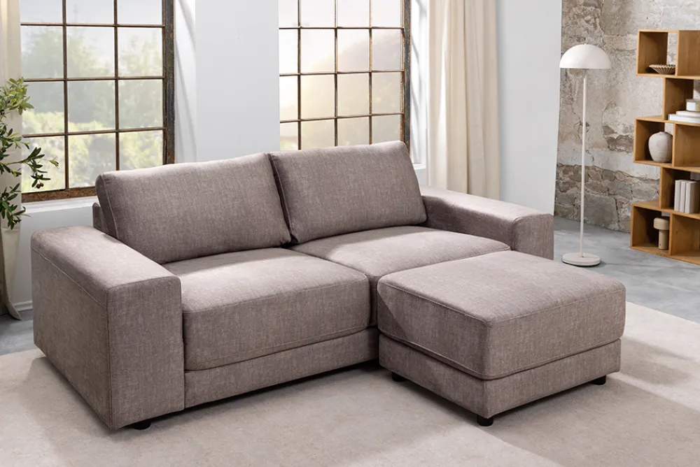 Riess-Ambiente Samt Möbel|3-Sitzer Sofa > Großes Sofa LOFT 210cm taupe Vogue Velours Samt 3-Sitzer Couch Taschenfederkern