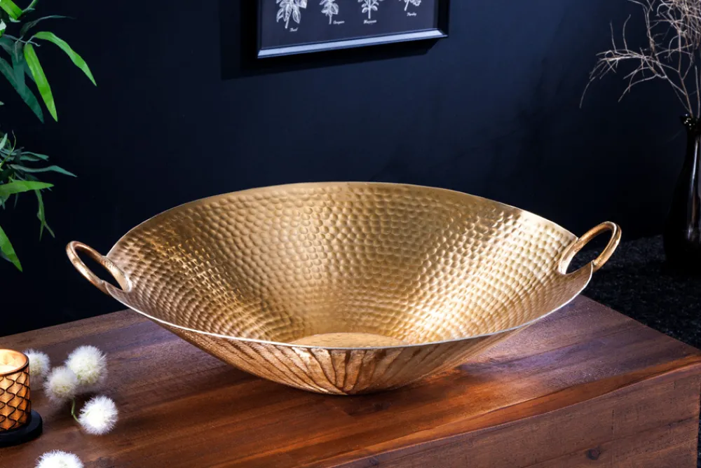 Riess-Ambiente Goldene Möbel|Schalen > Handgearbeitete Deko Schale ORIENT 55cm gold Metall Hammerschlag Design