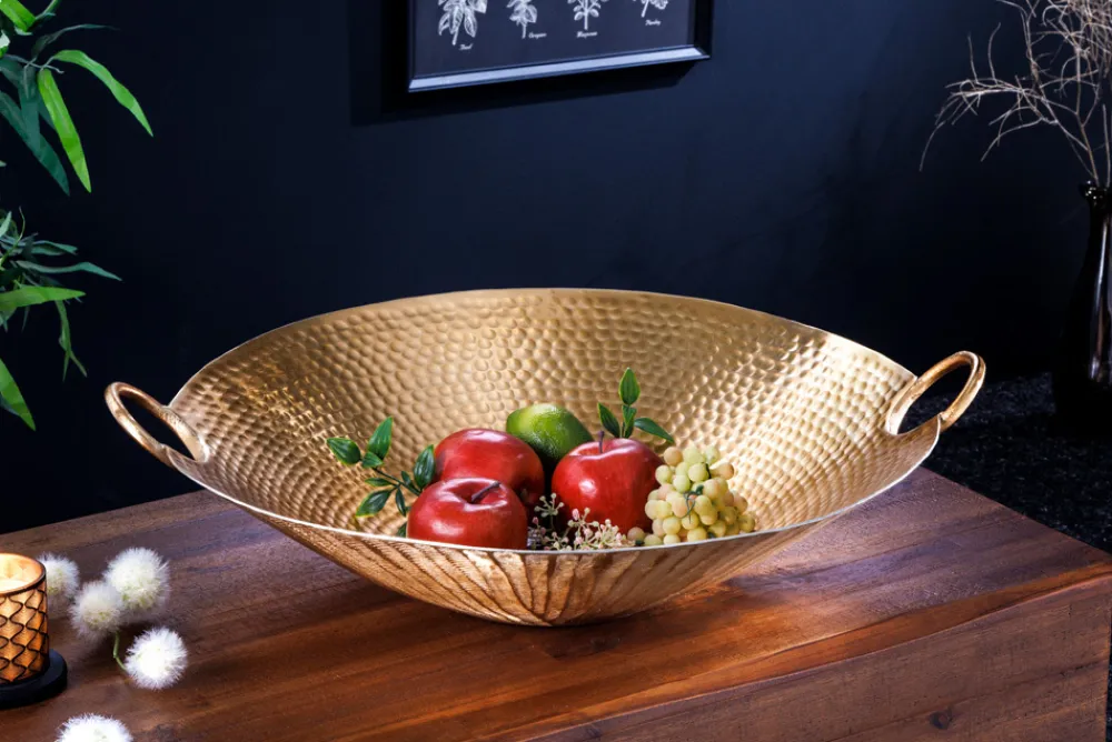 Riess-Ambiente Goldene Möbel|Schalen > Handgearbeitete Deko Schale ORIENT 55cm gold Metall Hammerschlag Design