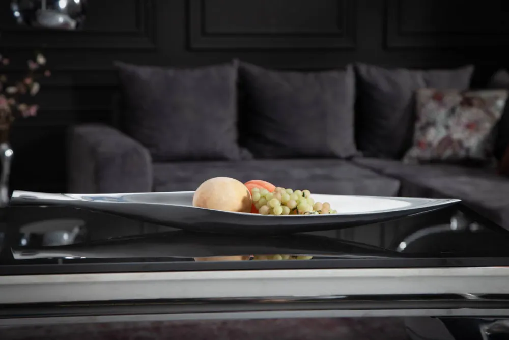Riess-Ambiente Schalen > Handgearbeitete Deko Schale SILVER LEAF 60cm silber Aluminium