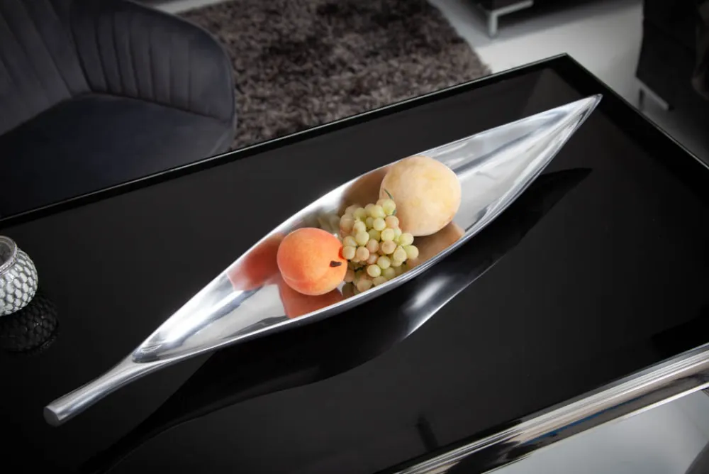 Riess-Ambiente Schalen > Handgearbeitete Deko Schale SILVER LEAF 60cm silber Aluminium
