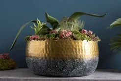 Riess-Ambiente Goldene Möbel|Schalen > Handgearbeitete Deko Schale ORIENT 31cm gold mit Patina im Classic Hammerschlag Design