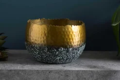 Riess-Ambiente Goldene Möbel|Schalen > Handgearbeitete Deko Schale ORIENT 19cm gold mit Patina im Classic Hammerschlag Design