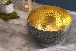 Riess-Ambiente Schalen > Handgearbeitete Deko Schale ORIENT 23cm silber mit Patina gold Hammerschlag Design